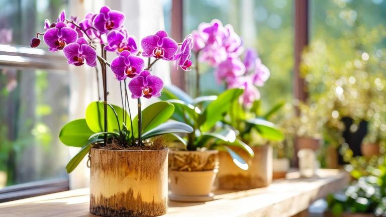 Orchideeën in potten bloeien